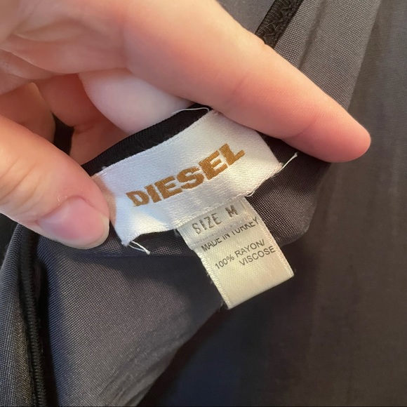 Diesel Short Sleeve Dress Size Medium Satin Grey with Black Trim Casual Cool - Picture 6 of 12
